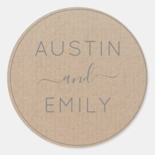 Personlig Rustic Modern Boho Bröllop Kraft Cla Runt Klistermärke