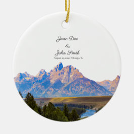 Personlig Rustic Mountain Ceramic Ornament