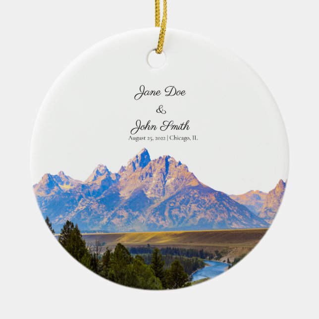 Personlig Rustic Mountain Ceramic Ornament (Framsidan)