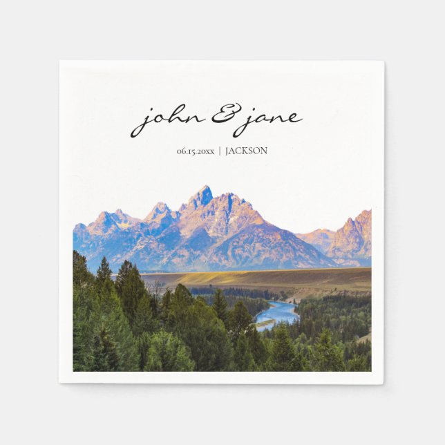 Personlig Rustic Mountain Cocktail Napkin Pappersservett (Framsidan)