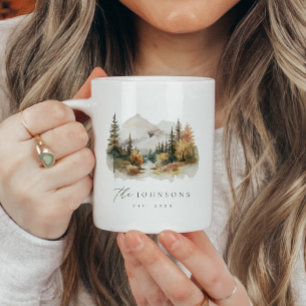 Personlig Rustic Mountain Family Namn Est Mugg