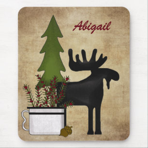 Personlig Rustic Mountain Moose Mousepad Musmatta