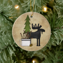 Personlig Rustic Mountain Moose Ornament