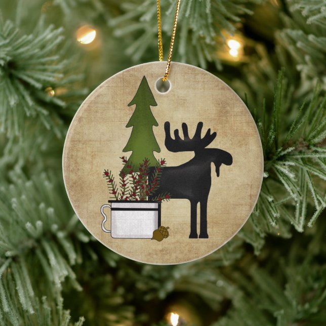 Personlig Rustic Mountain Moose Ornament (Träd)