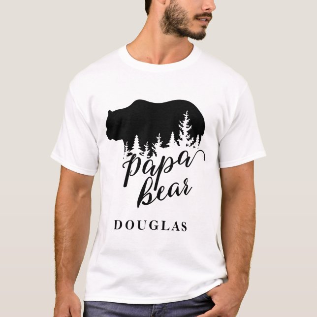 Personlig Rustic Pappa Bear T Shirt (Framsida)