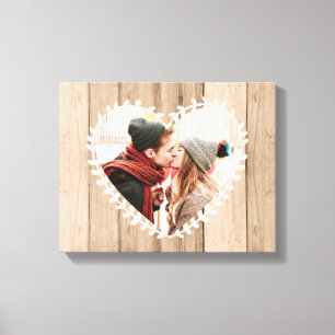Personlig Rustic Photo Heart Canvas