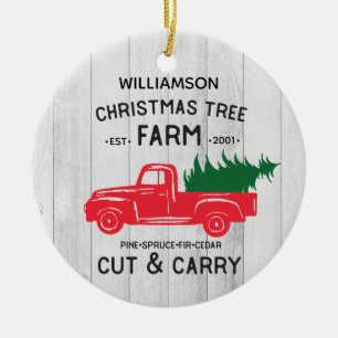 Personlig Rustic Red Vintage Lastbil jul Julgransprydnad Keramik