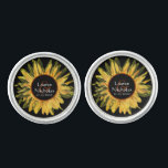 Personlig Rustic Solros Bröllop Cufflinks<br><div class="desc">De här buffertlänkarna är perfekt för bröllop.</div>