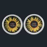 Personlig Rustic Solros Bröllop Cufflinks<br><div class="desc">De här buffertlänkarna är perfekt för bröllop.</div>