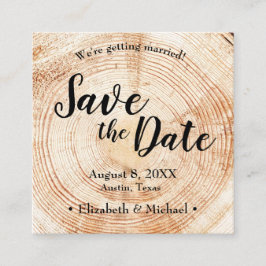 Personlig Rustic Spara datumet för tryckt trä Fyrkantigt Visitkort