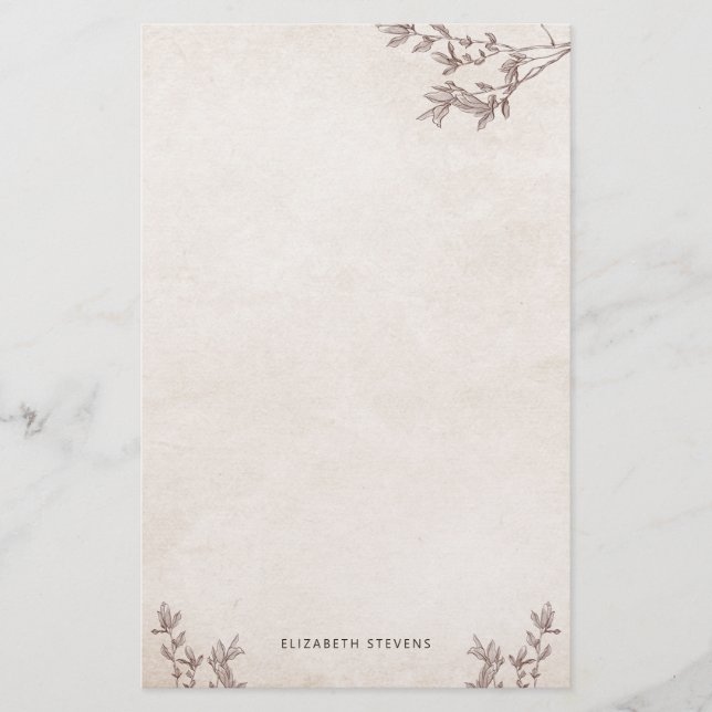Personlig Rustic Träd Old Papper Stationery (Framsida)