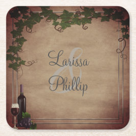 Personlig Rustic Vineyard Bröllop Underlägg Papper Kvadrat