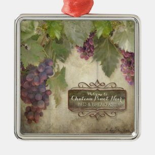 Personlig Rustic Vineyard Winery Fall Vin-tecken Julgransprydnad Metall