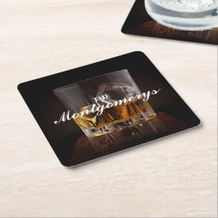 Personlig Rustic Whiskey Sten Underlägg Papper Kvadrat