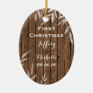Personlig Rustic Willow på Wood Första jul Julgransprydnad Keramik