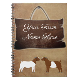 Personlig Rustic Wood Farm Sign Boer Goat Anteckningsbok