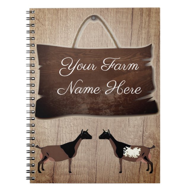 Personlig Rustic Wood Farm Sign Nigerian Goat Anteckningsbok (Framsidan)