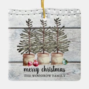 Personlig Rustic Wood Julgranar Helgdag Julgransprydnad Keramik