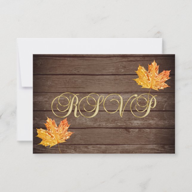 Personlig Rustic Wood Land Fall OSA Bröllop Kort (Framsida)