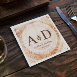 Personlig Rustic wood träd Monogram Bröllop Pappersservett
