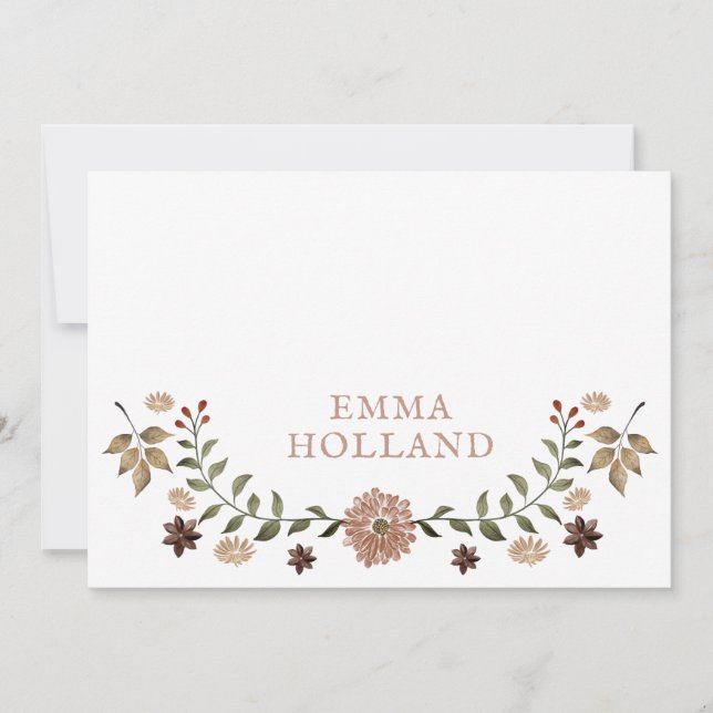 Personlig Rustic Woodland Botanical Note Cards Meddelande (Framsida)