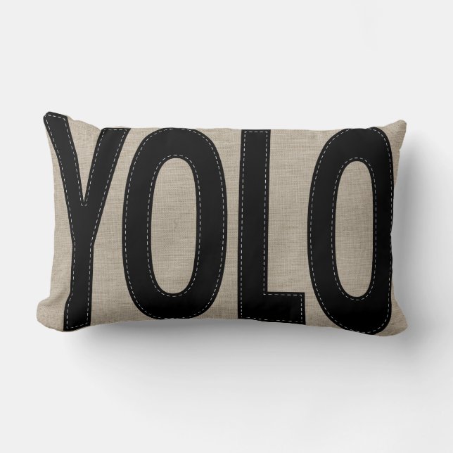 Personlig Rustic YOLO Du kan bara leva Gång Lumbarkudde (Framsida)
