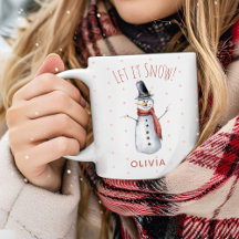 Personlig Rustik Akvarell Snöman Låt det Snöa