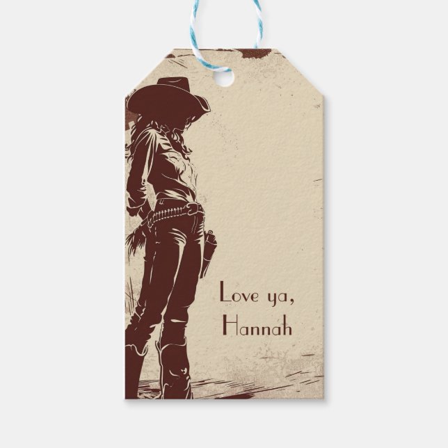 Personlig Rustik Cowgirl Western-fest  Presentetikett (Framsidan)