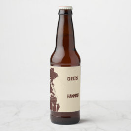 Personlig Rustik Cowgirl Westernfest  Ölflaska Etikett