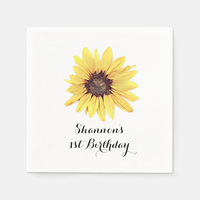 Personlig Rustik Solros Födelsedagsfest Pappersservett (Framsidan)