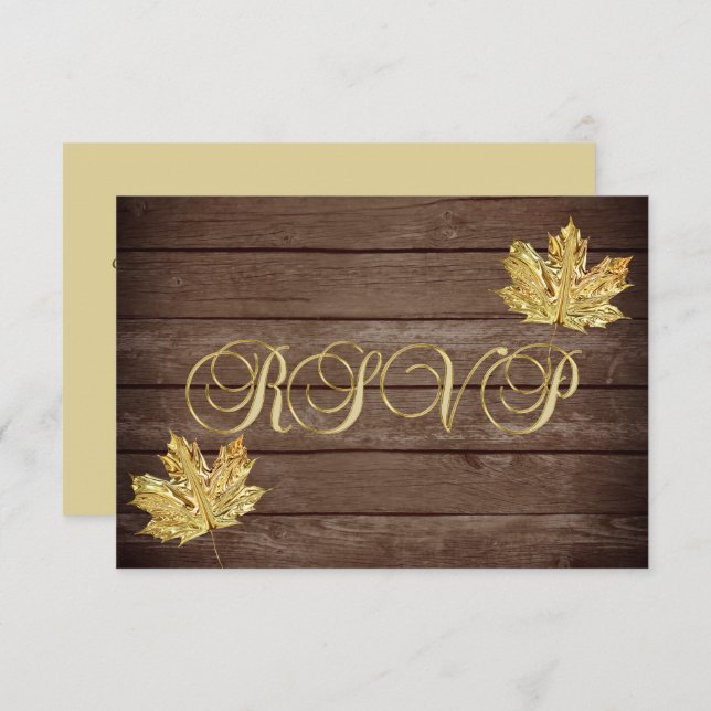 Personlig Rustik Trä Landsby Höst RSVP Bröllop Inbjudningar (Fram/baksida)
