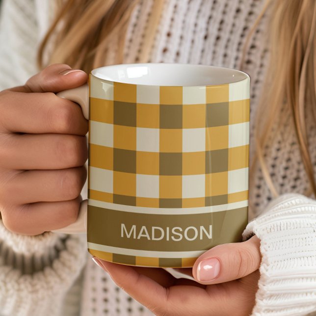 Personlig Rutmönsterdesign Kaffemugg (Skapare uppladdad)