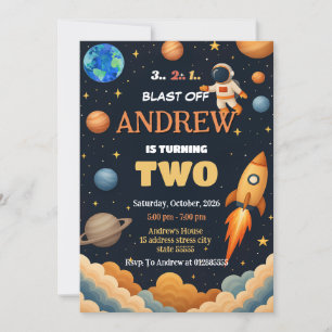 Personlig Rymden Astronaut Rocket Birthday Inbjudningar