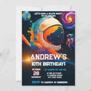 Personlig Rymden Rocket Frakt Birthday Inbjudningar