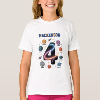 Personlig rymdnamn 4 Födelsedagsfirande  T Shirt