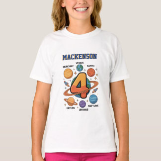 Personlig rymdnamn 4 Födelsedagsfirande  T Shirt