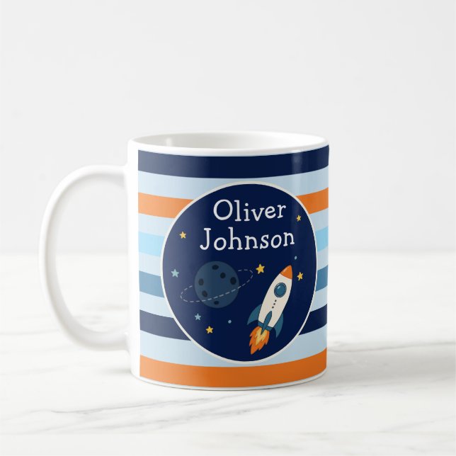 Personlig rymdraket rymdäventyr  kaffemugg (Vänster)