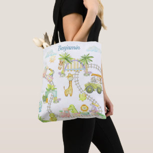 Personlig Safari Animals Tote Bag Tygkasse