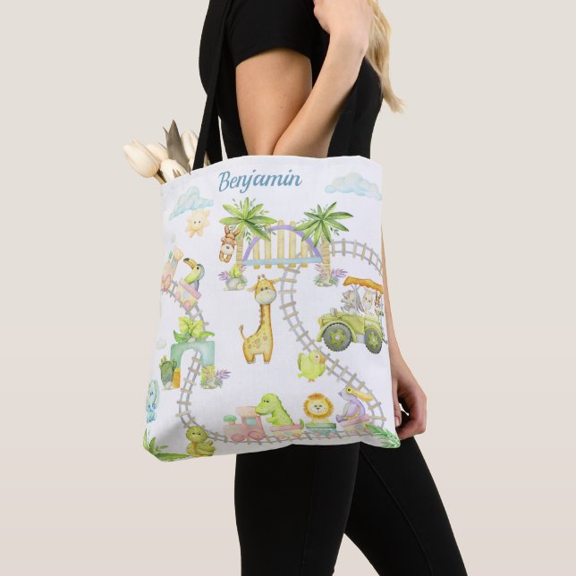 Personlig Safari Animals Tote Bag Tygkasse (Närbild)