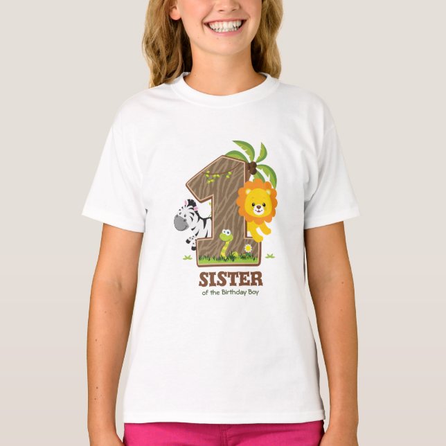 Personlig Safari Birthday Tshirt för syster T Shirt (Framsida)
