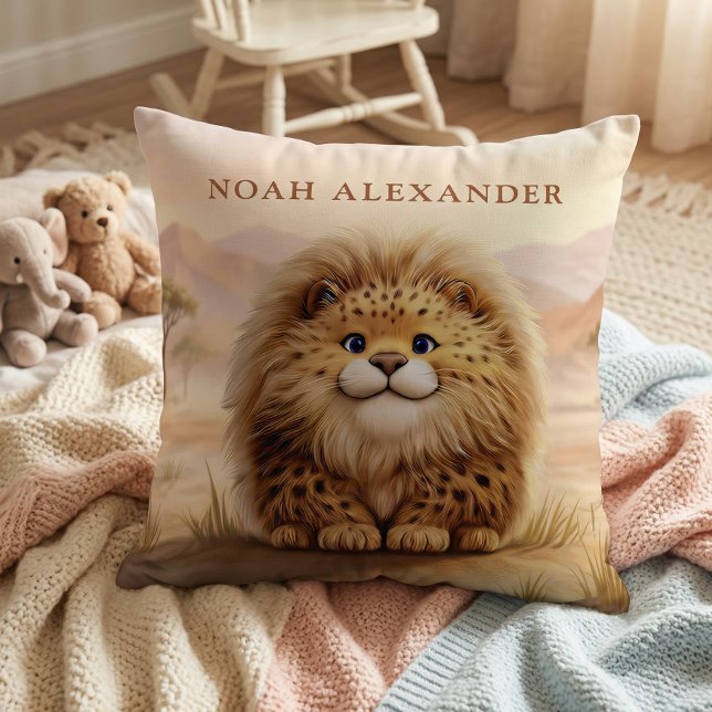 Personlig Safari för Barn Söt Fluffig Leopard Kudde (Skapare uppladdad)