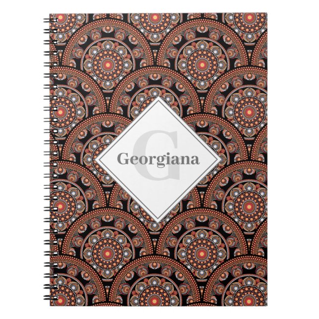 Personlig Safari Sunset Bohemian Mandala Scales Anteckningsbok (Framsidan)