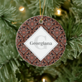 Personlig Safari Sunset Bohemian Mandala Scales Julgransprydnad Keramik