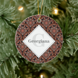 Personlig Safari Sunset Bohemian Mandala Scales Julgransprydnad Keramik