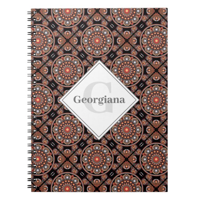 Personlig Safari Sunset Bohemian Mandala Tiles Anteckningsbok (Framsidan)