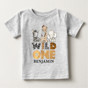 Personlig Safari Vild 1 första födelsedag Baby t Shirt
