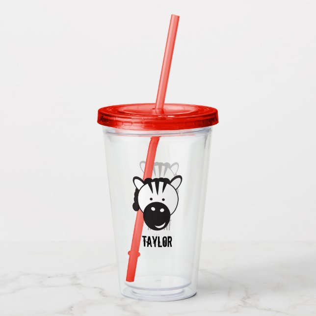 Personlig Safari Zebra Illustration-födelsedag Take Away Mugg (Baksida)