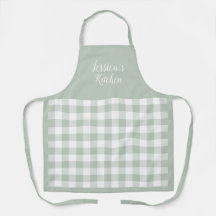 Personlig Sage Gingham Apron
