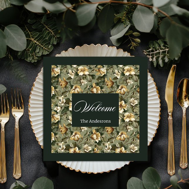 Personlig Sage Grönt Napkins Shabby chic Stil Pappersservett (Personalized Sage Green Napkins Shabby Chic Style)