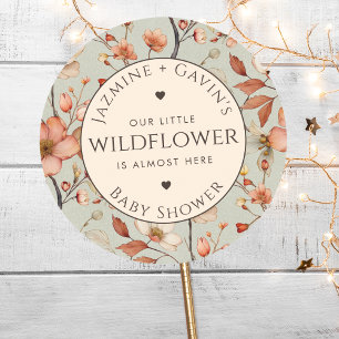 Personlig Sage Grönt WildblomBaby Shower Runt Klistermärke